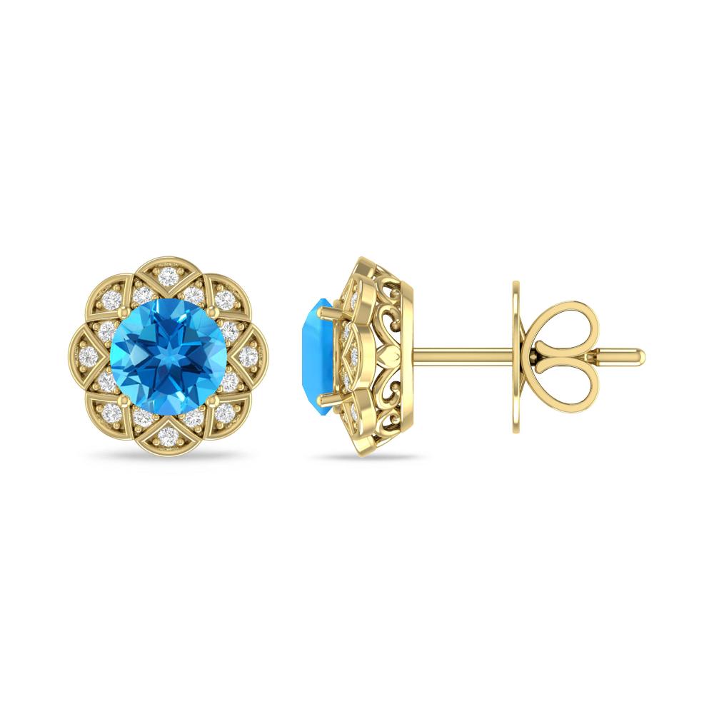 Yellow Gold - Blue Topaz