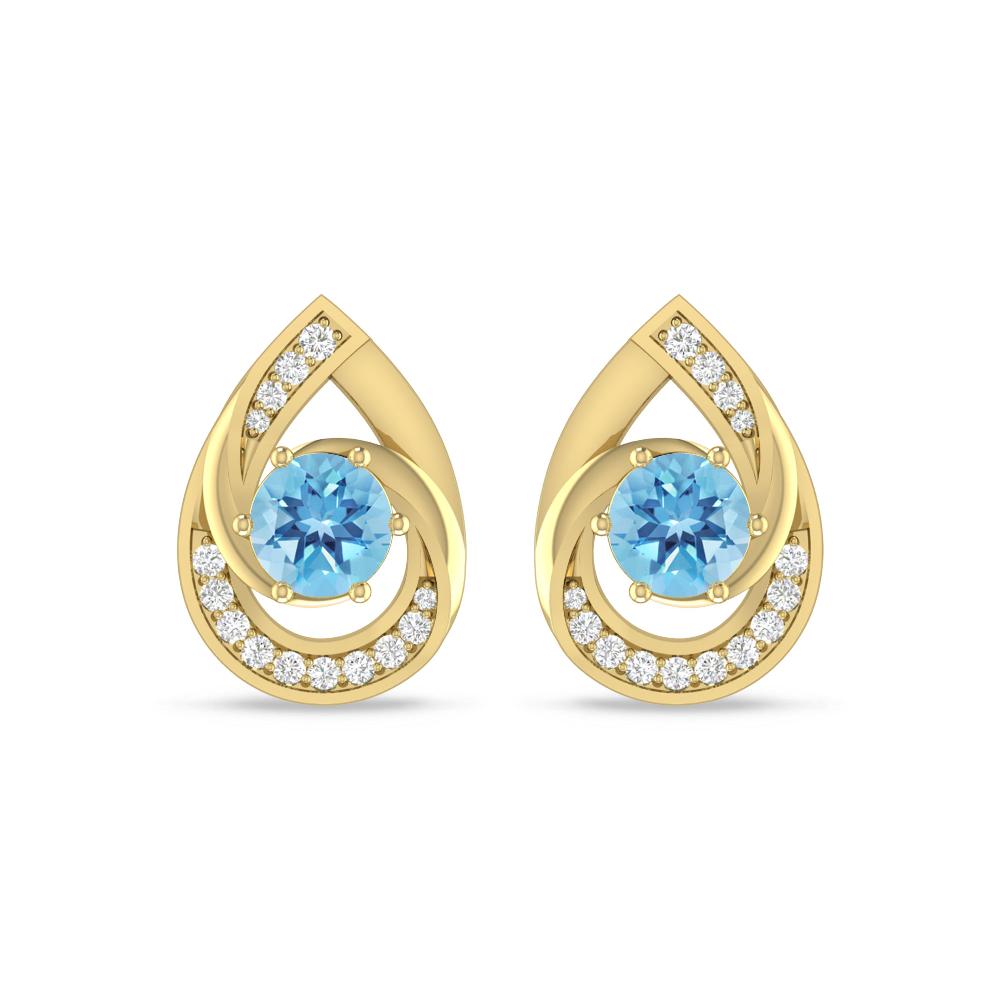Yellow Gold - Blue Topaz