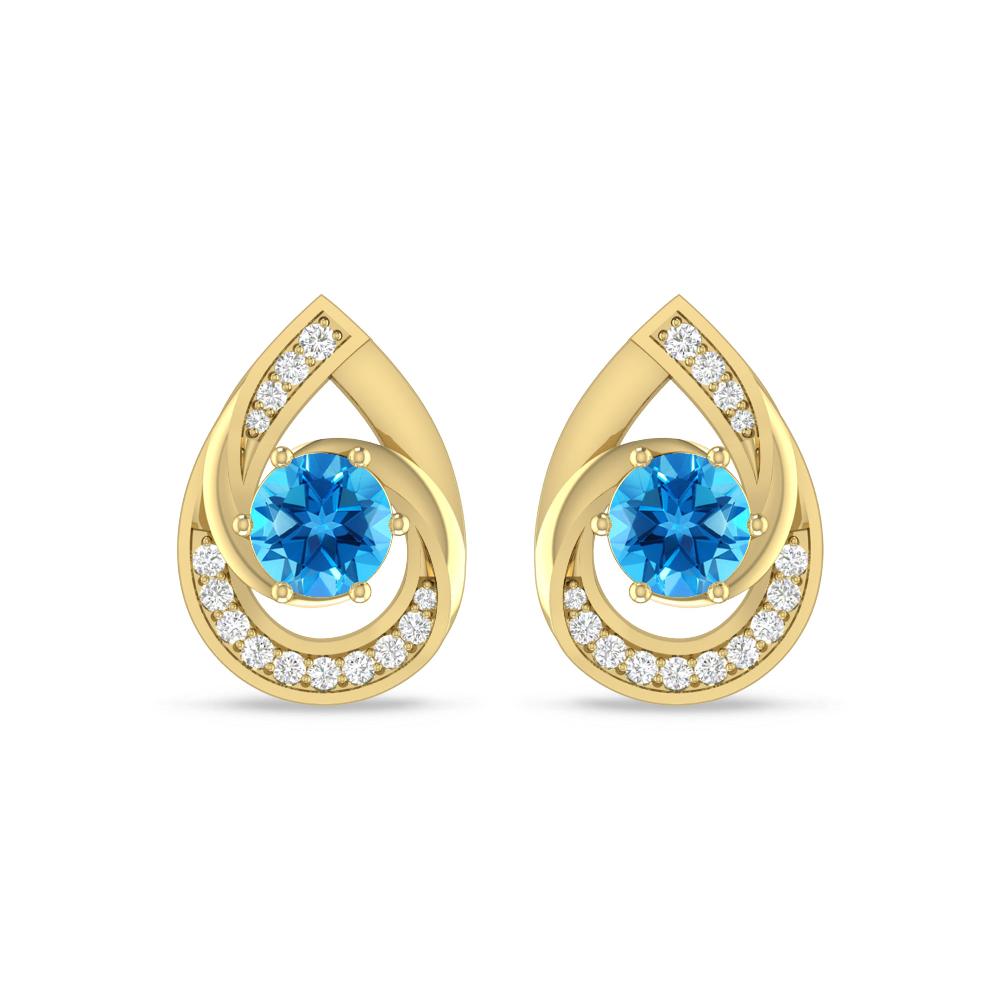 Yellow Gold - Blue Topaz