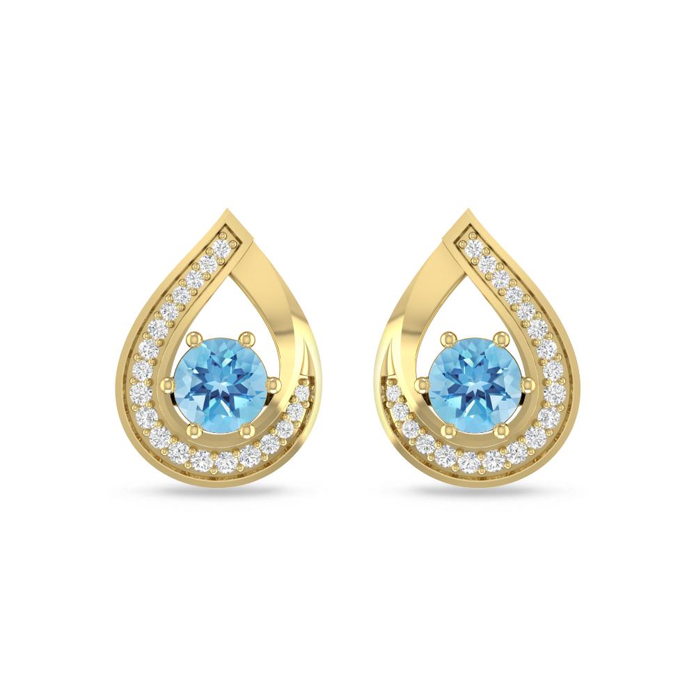 Yellow Gold - Blue Topaz
