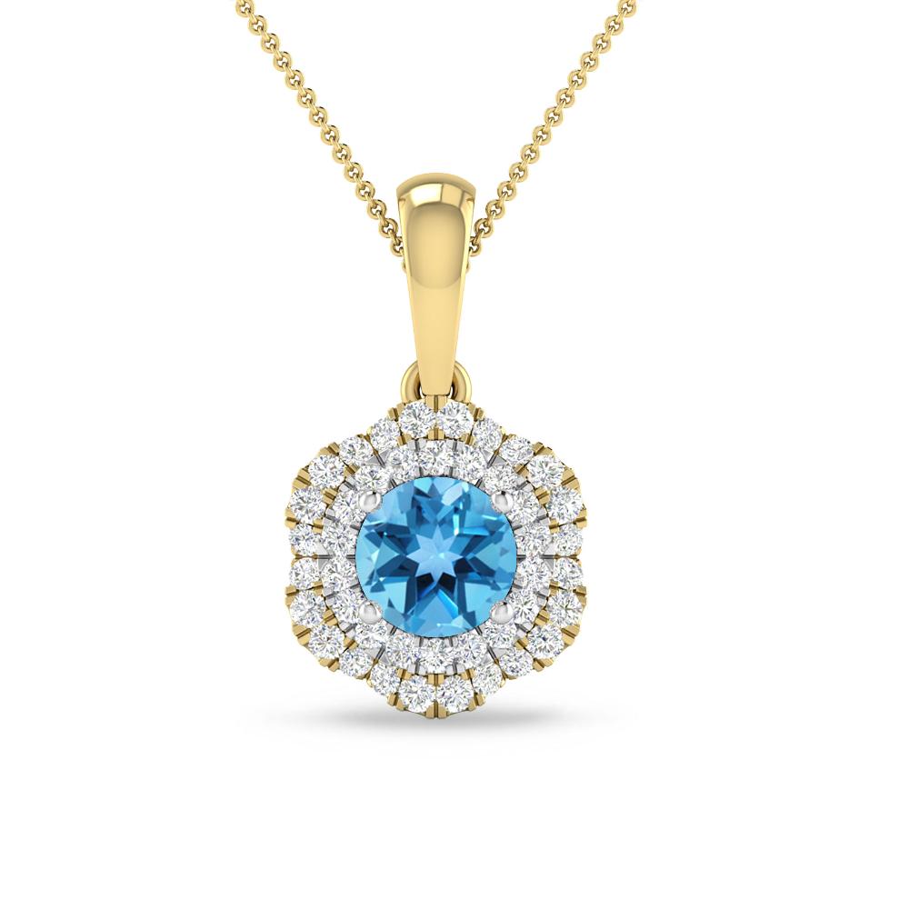 Yellow Gold - Blue Topaz