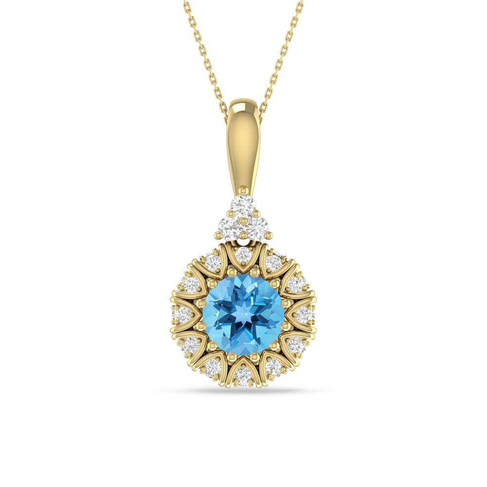 Yellow Gold - Blue Topaz