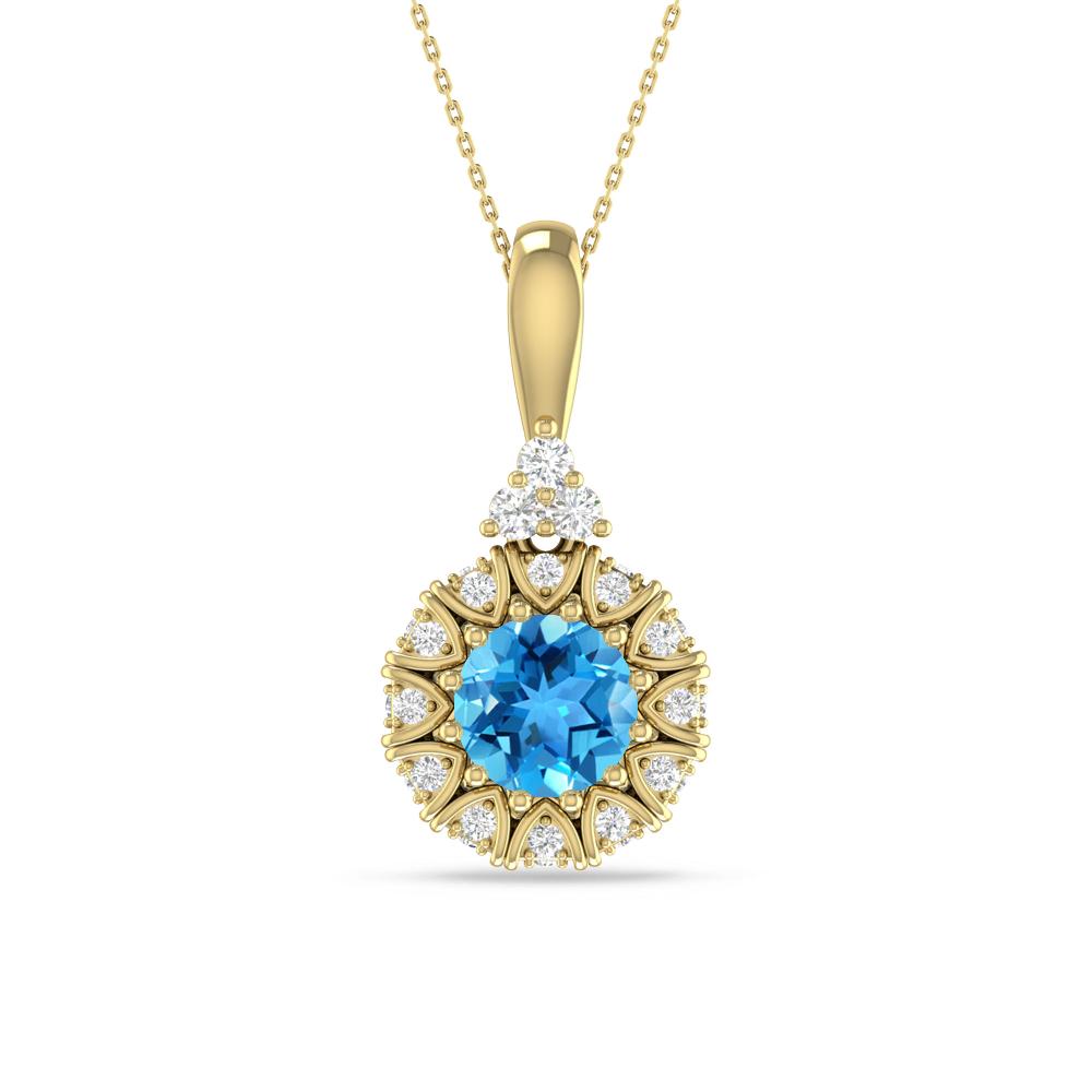 Yellow Gold - Blue Topaz