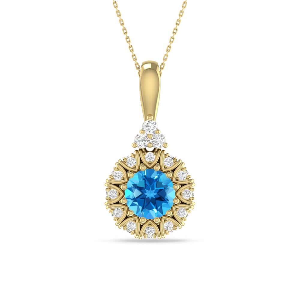 Yellow Gold - Blue Topaz