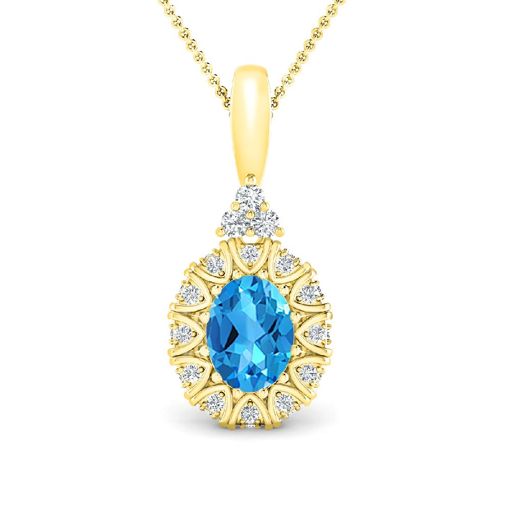 Yellow Gold - Blue Topaz