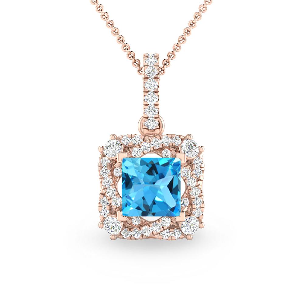 Rose Gold - Blue Topaz