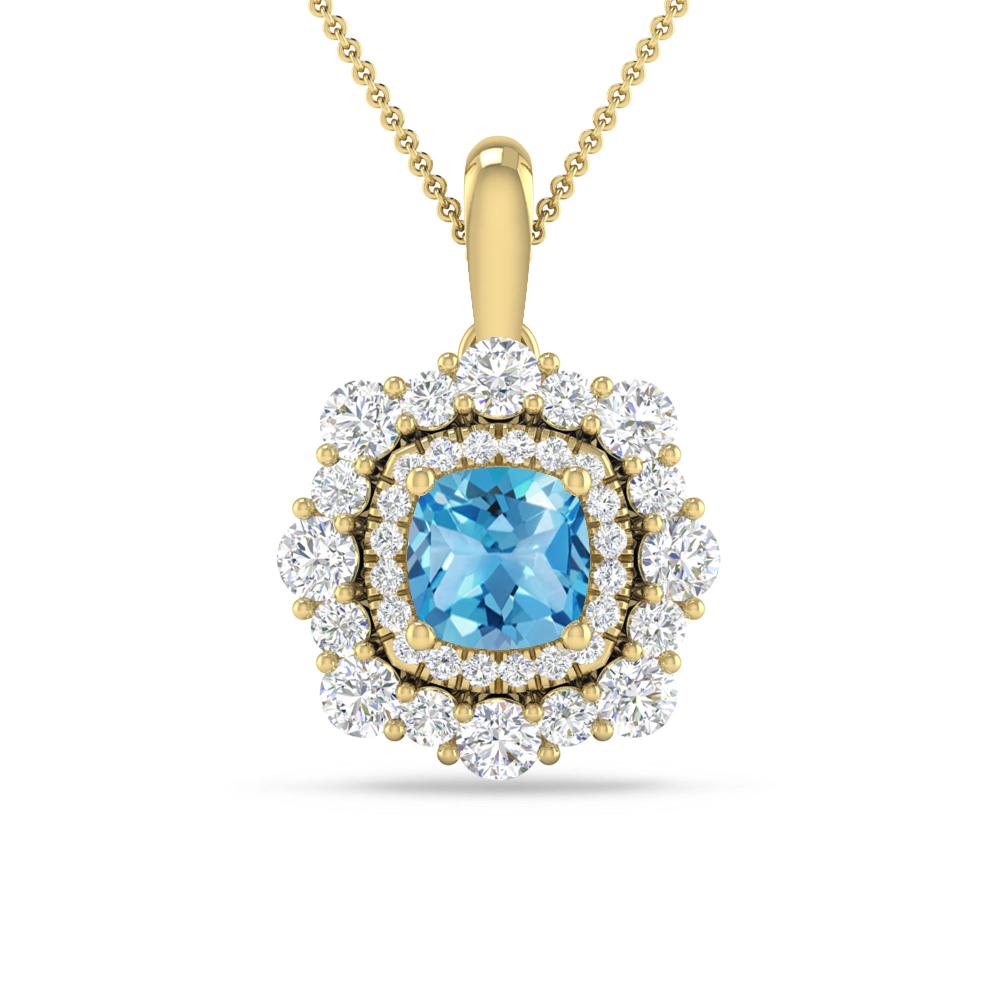 Yellow Gold - Blue Topaz