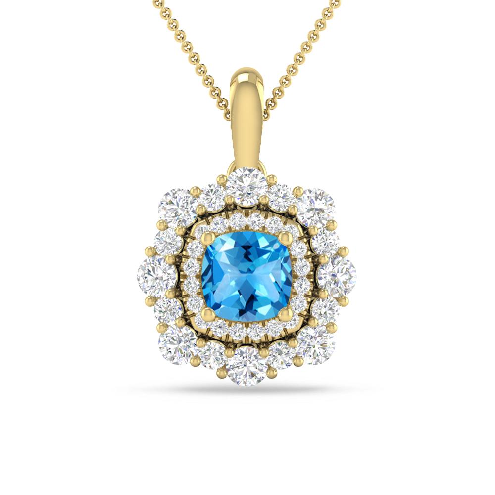 Yellow Gold - Blue Topaz