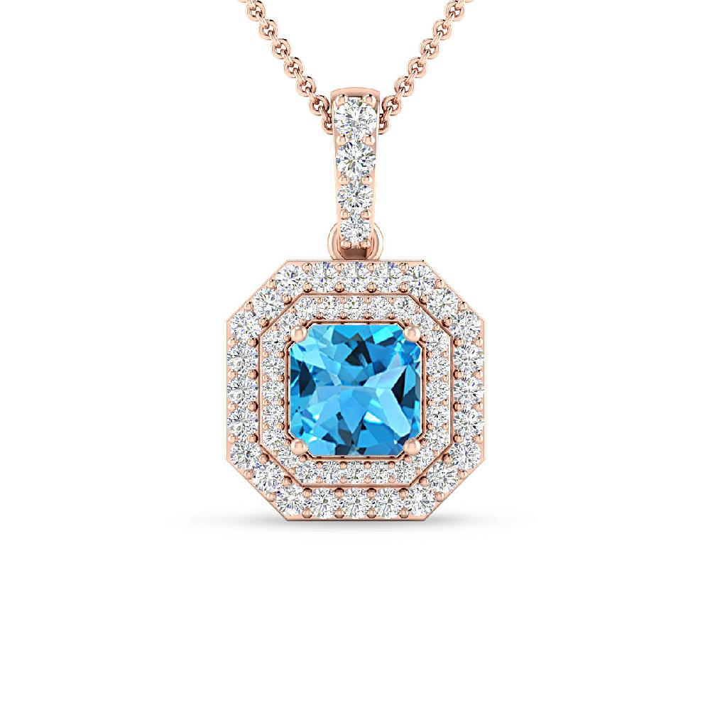 Rose Gold - Blue Topaz