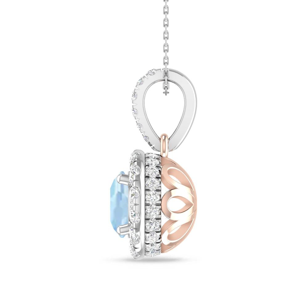 White Gold/Rose Gold - Aquamarine
