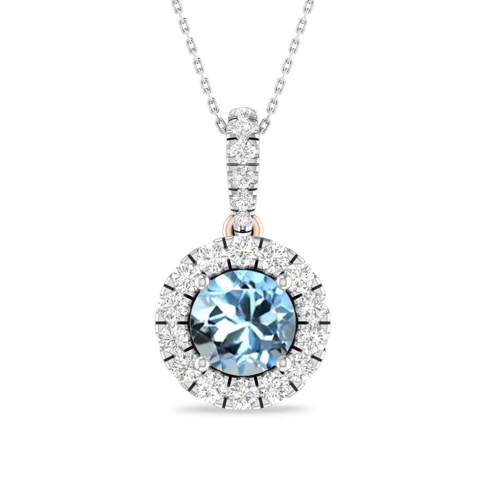White Gold/Rose Gold - Aquamarine
