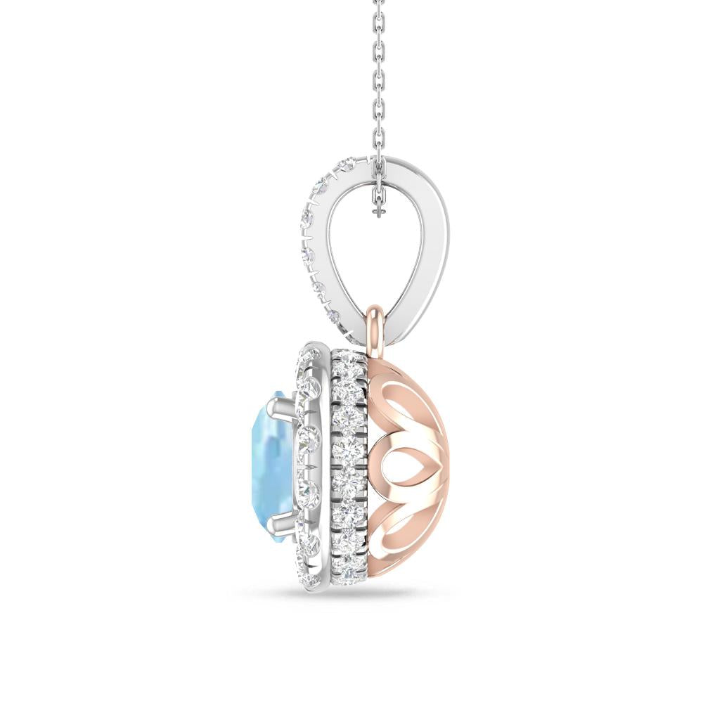 White Gold/Rose Gold - Aquamarine