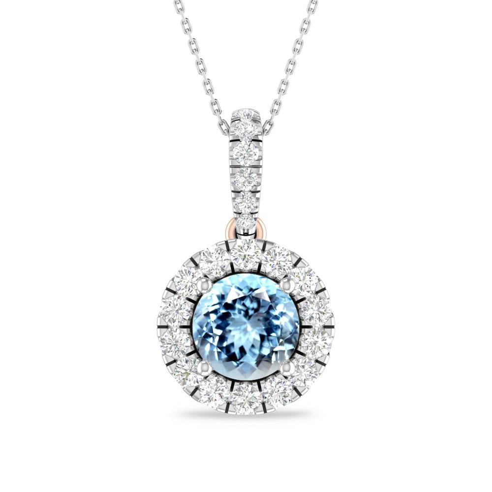 White Gold/Rose Gold - Aquamarine
