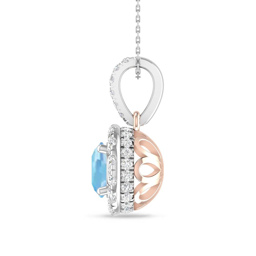 White Gold/Rose Gold - Aquamarine