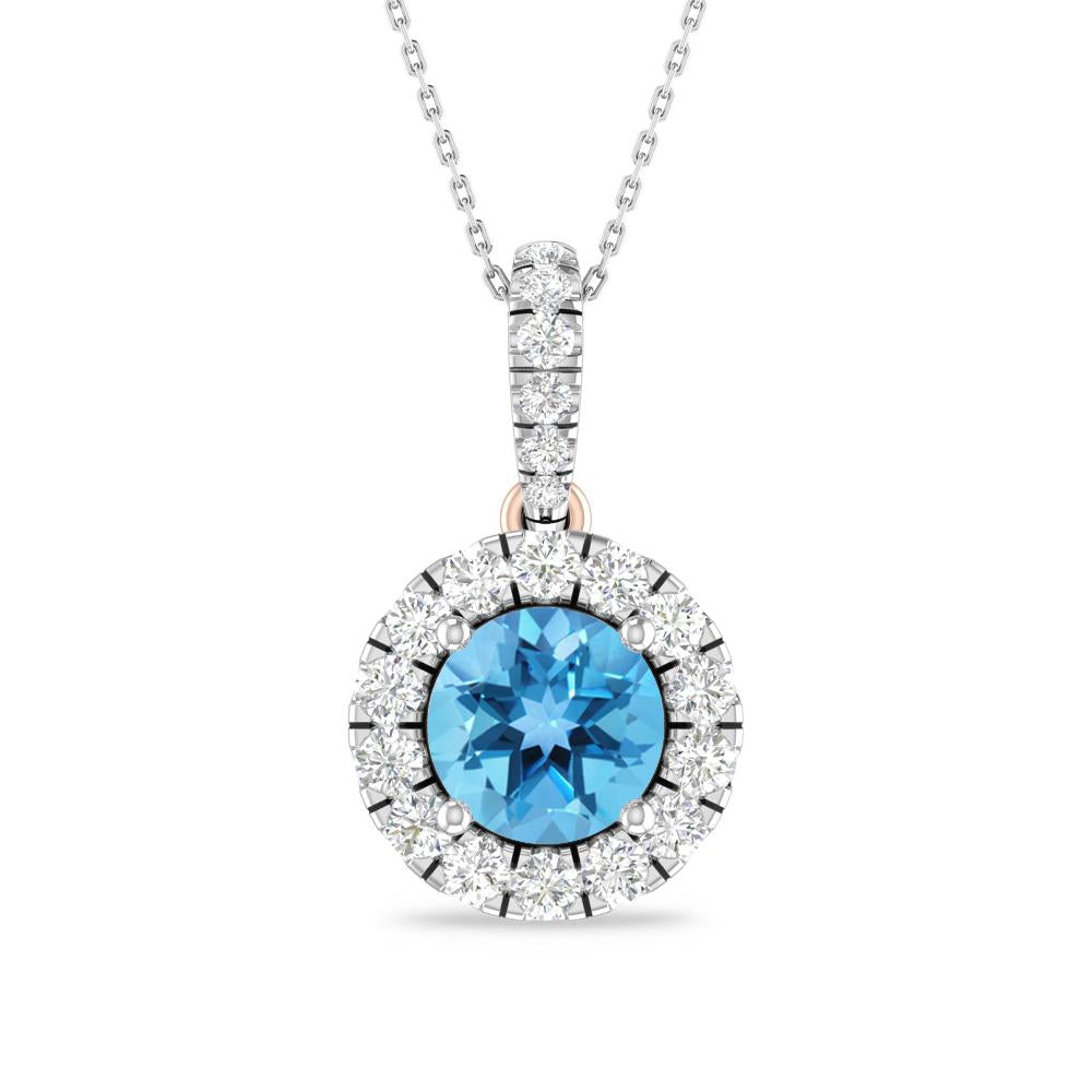 White Gold/Rose Gold - Blue Topaz