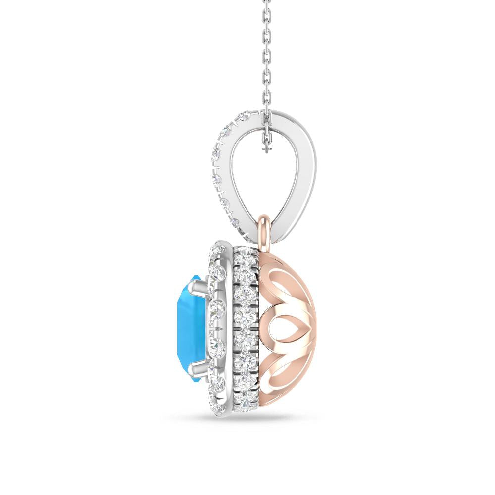 White Gold/Rose Gold - Blue Topaz