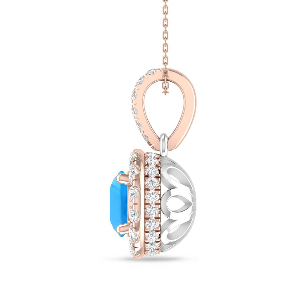 Rose Gold/White Gold - Blue Topaz