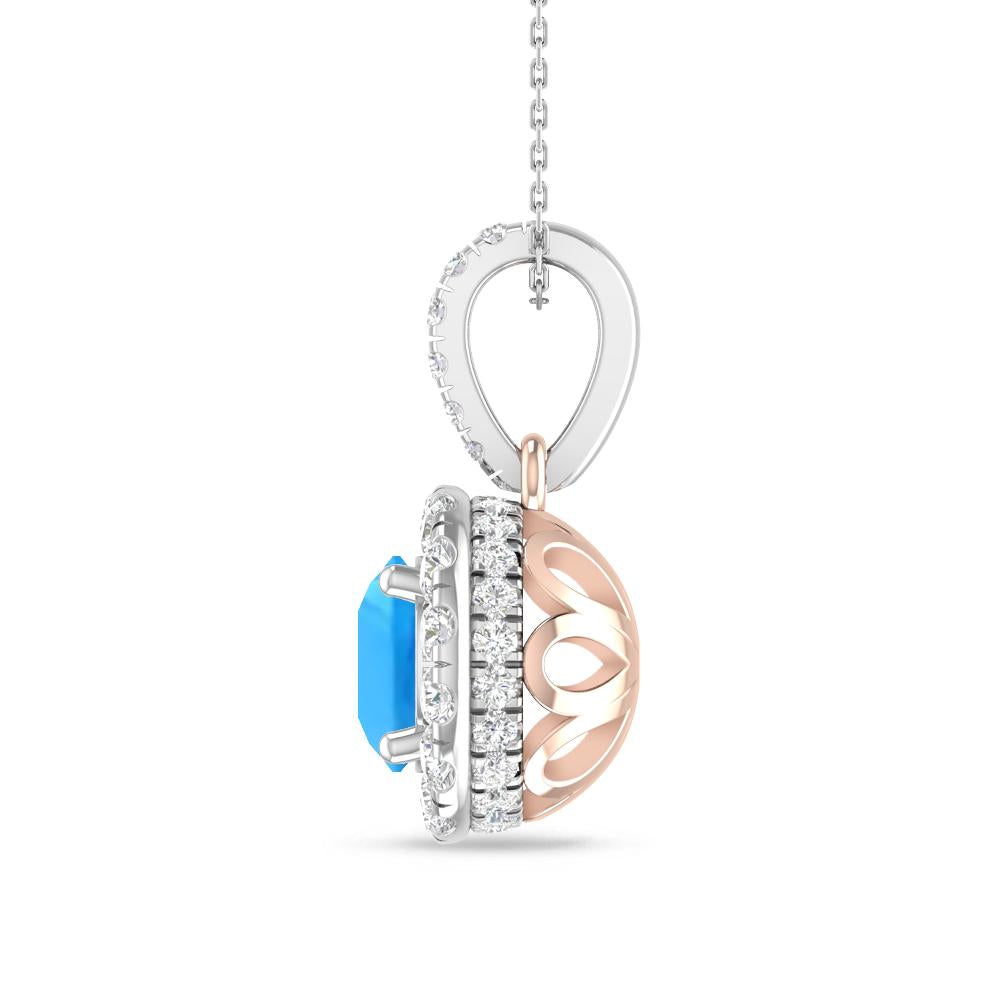 White Gold/Rose Gold - Blue Topaz