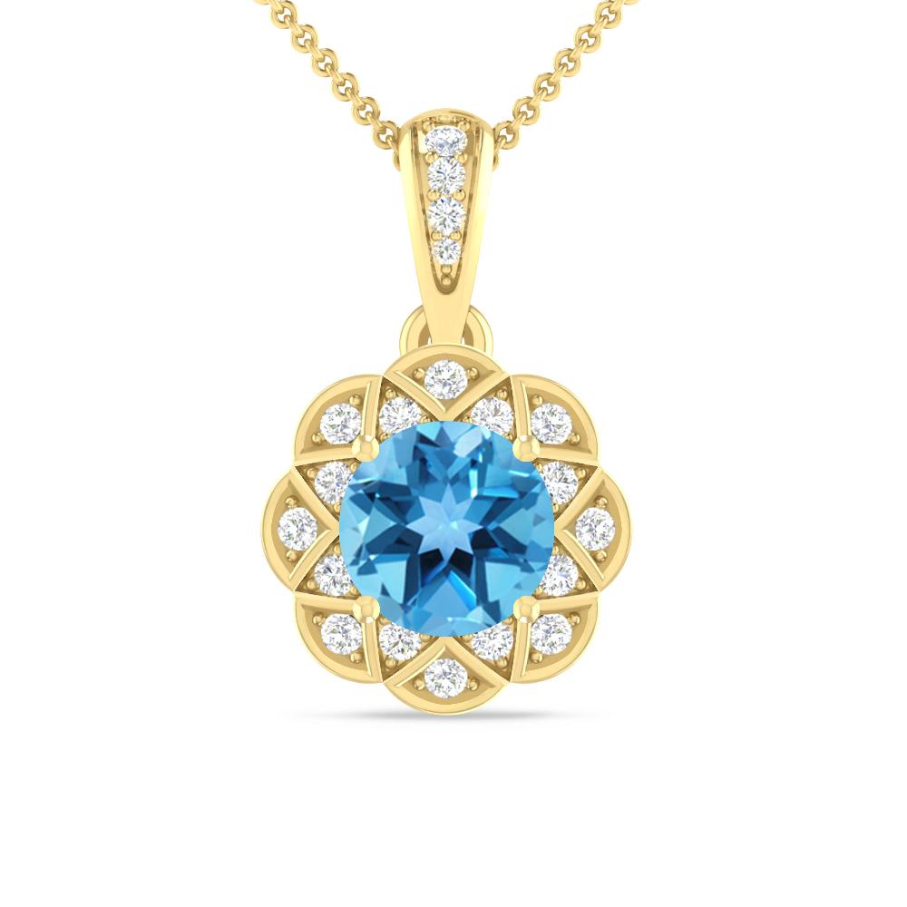 Yellow Gold - Blue Topaz