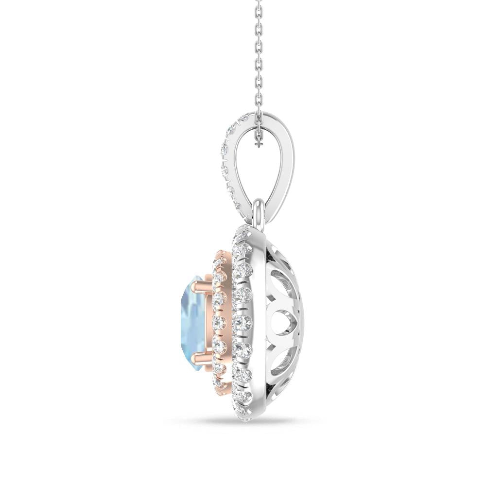 White Gold/Rose Gold - Aquamarine