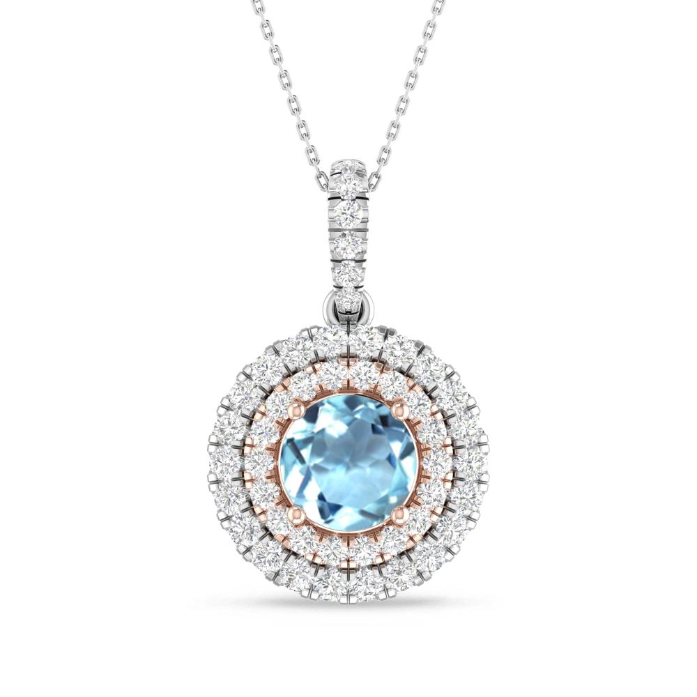 White Gold/Rose Gold - Aquamarine