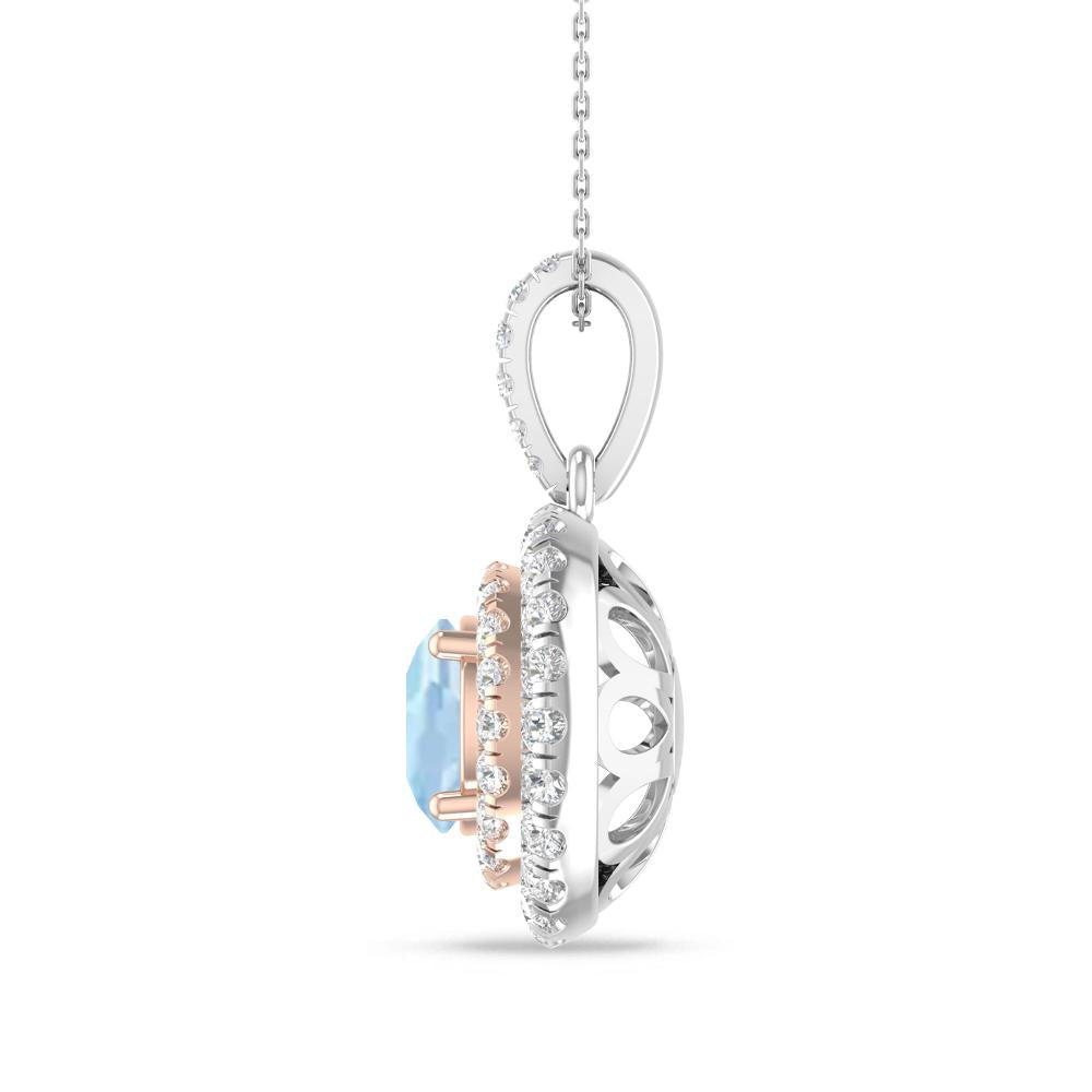 White Gold/Rose Gold - Aquamarine