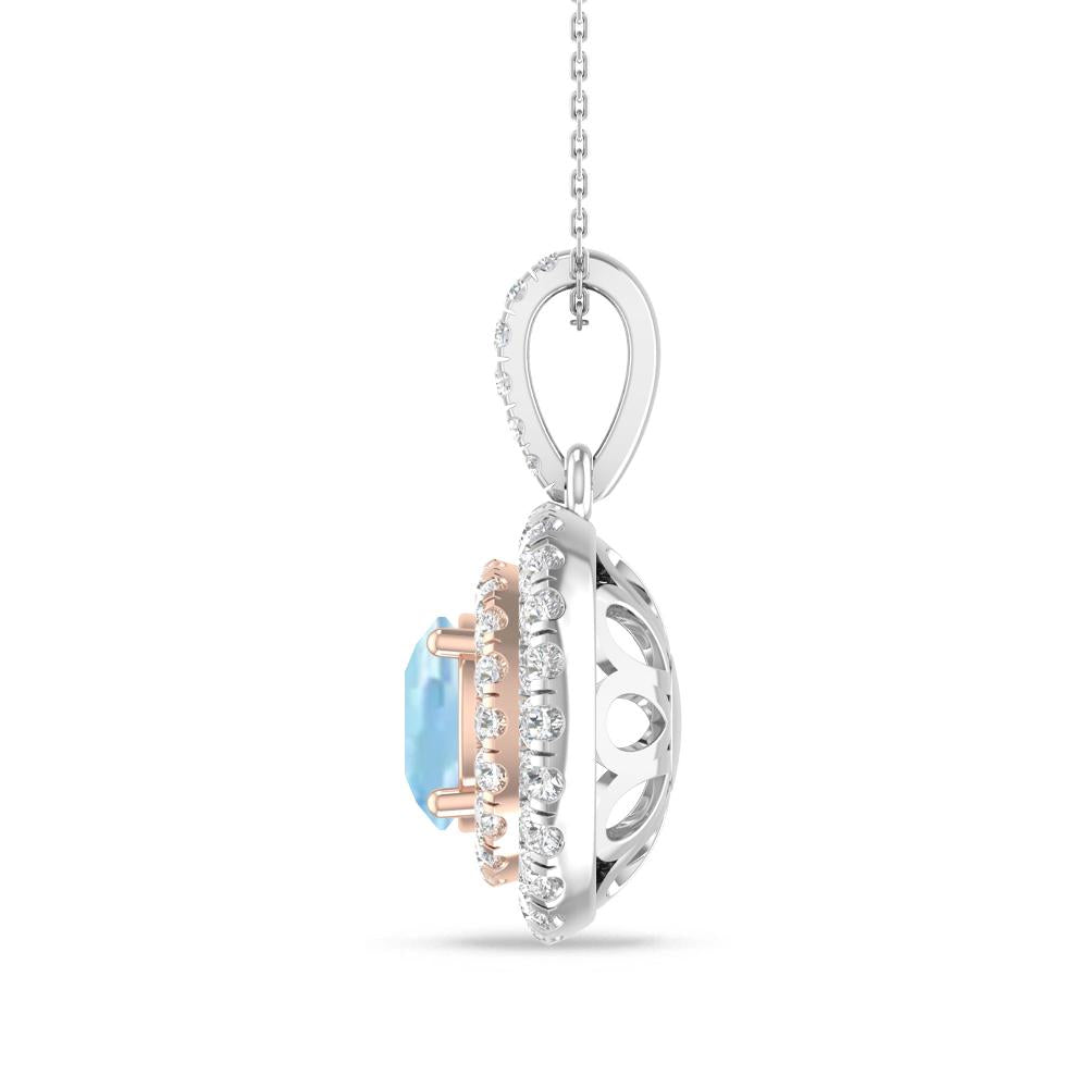 White Gold/Rose Gold - Aquamarine