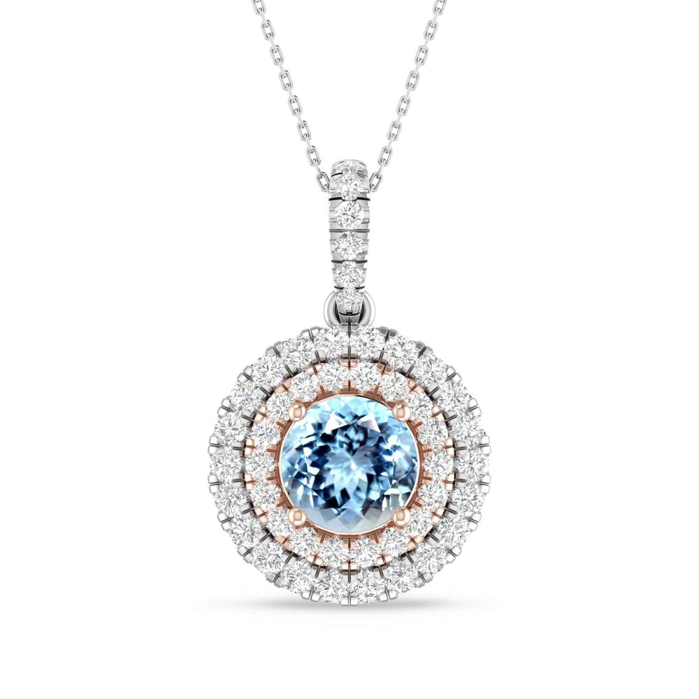 White Gold/Rose Gold - Aquamarine