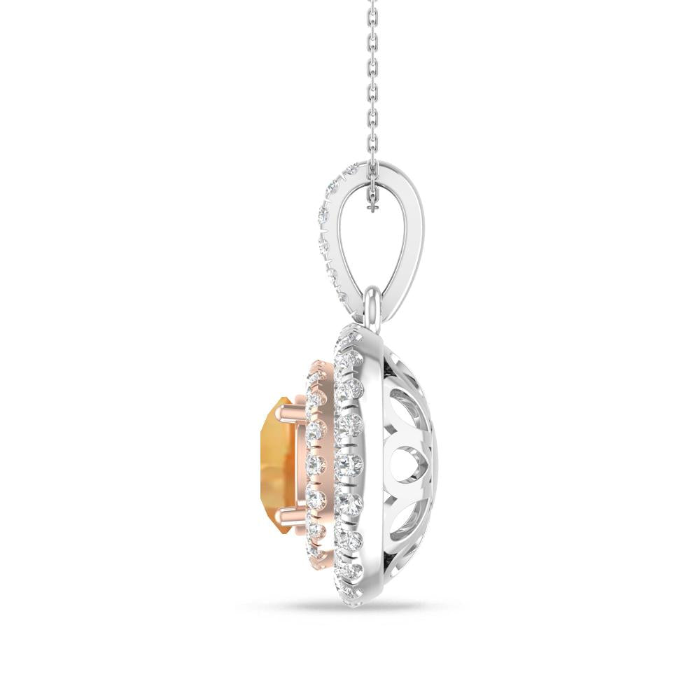 White Gold/Rose Gold - Citrine