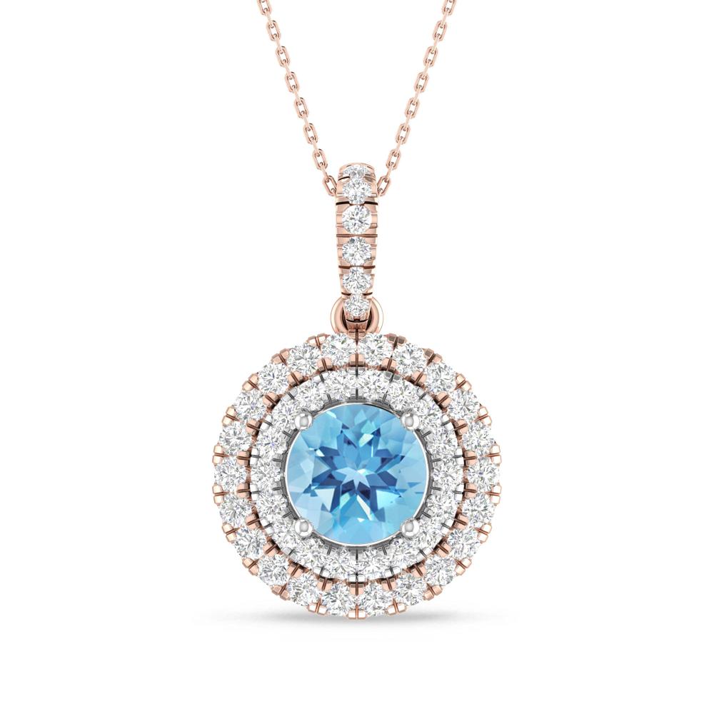 Rose Gold/White Gold - Blue Topaz