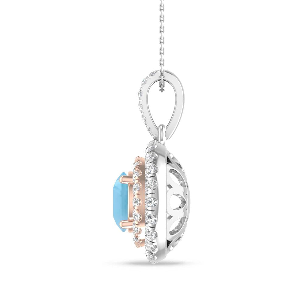 White Gold/Rose Gold - Blue Topaz
