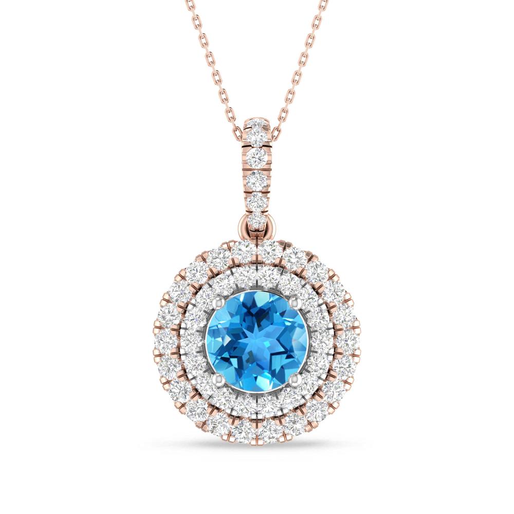 Rose Gold/White Gold - Blue Topaz