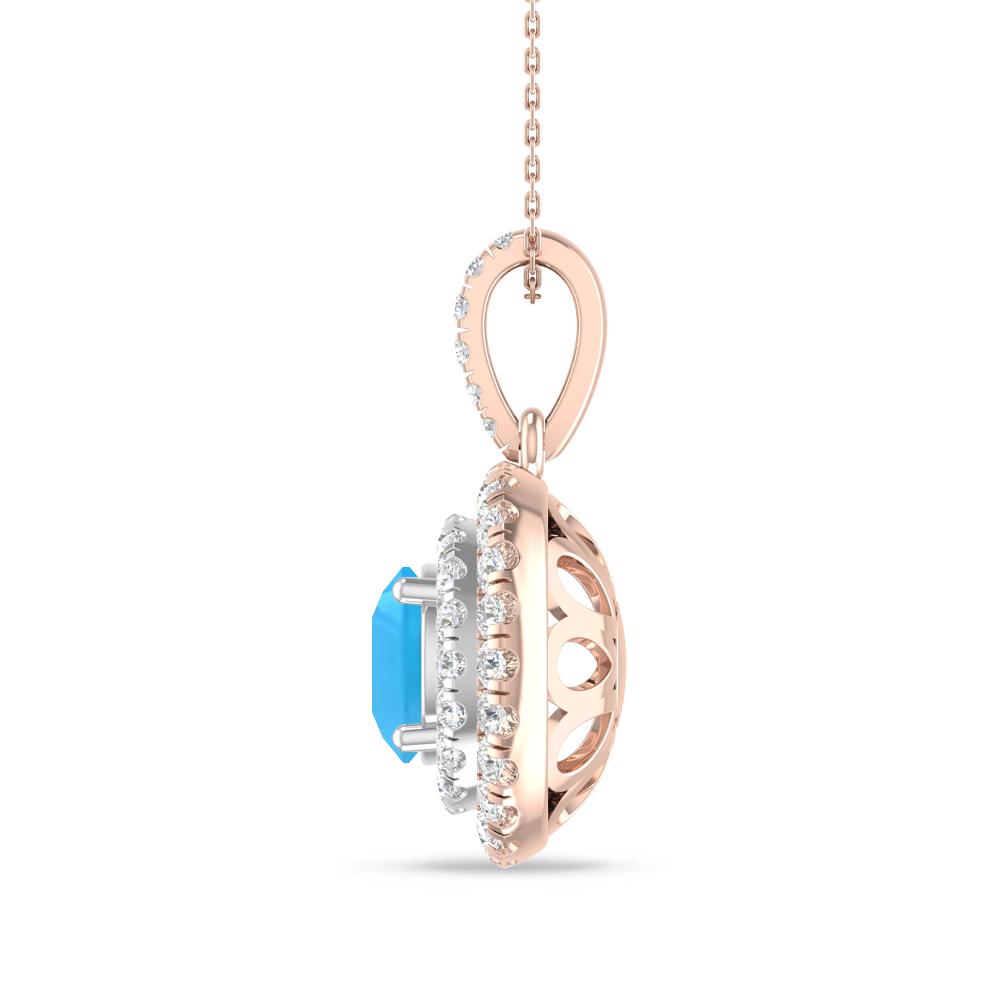 Rose Gold/White Gold - Blue Topaz