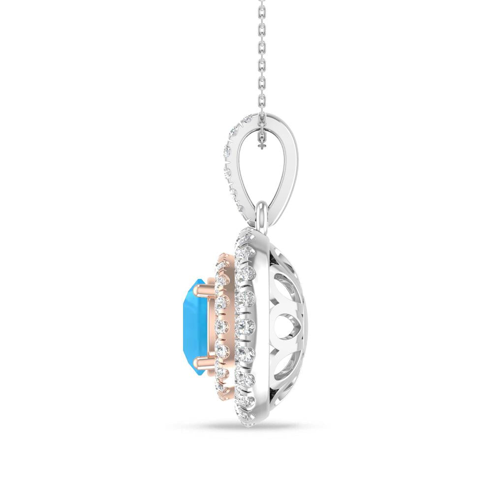 White Gold/Rose Gold - Blue Topaz