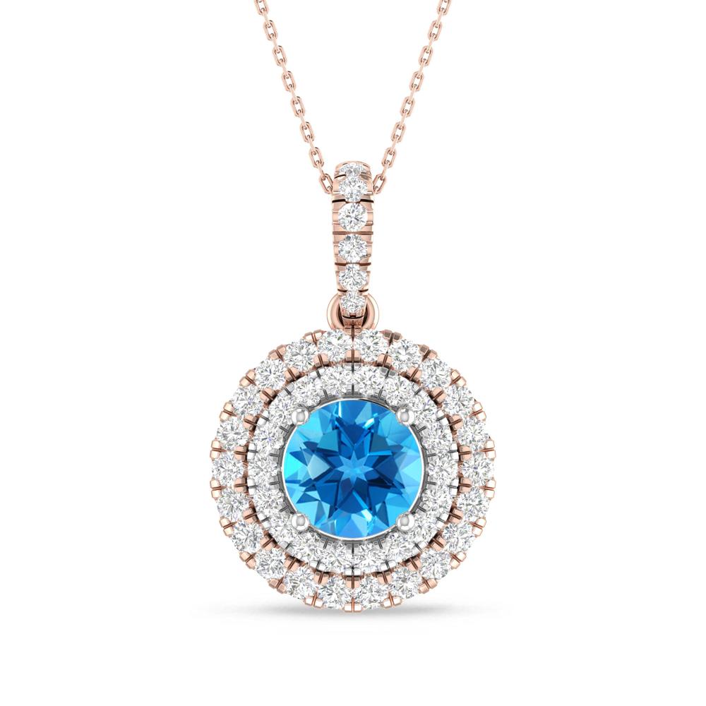 Rose Gold/White Gold - Blue Topaz