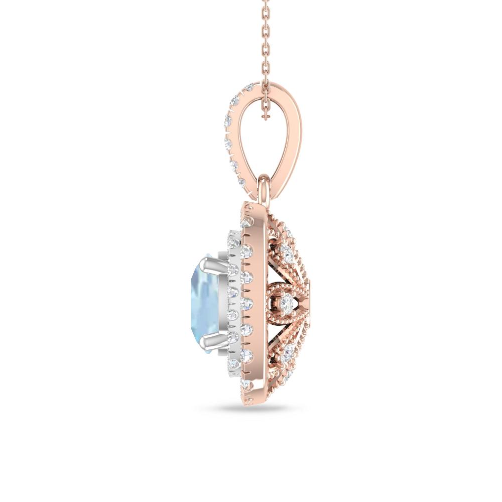 Rose Gold/White Gold - Aquamarine