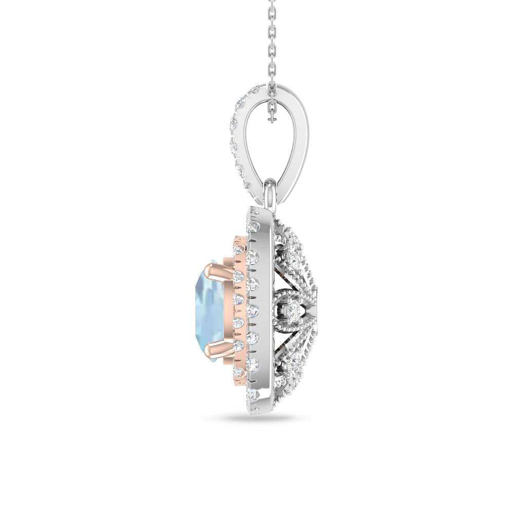 White Gold/Rose Gold - Aquamarine