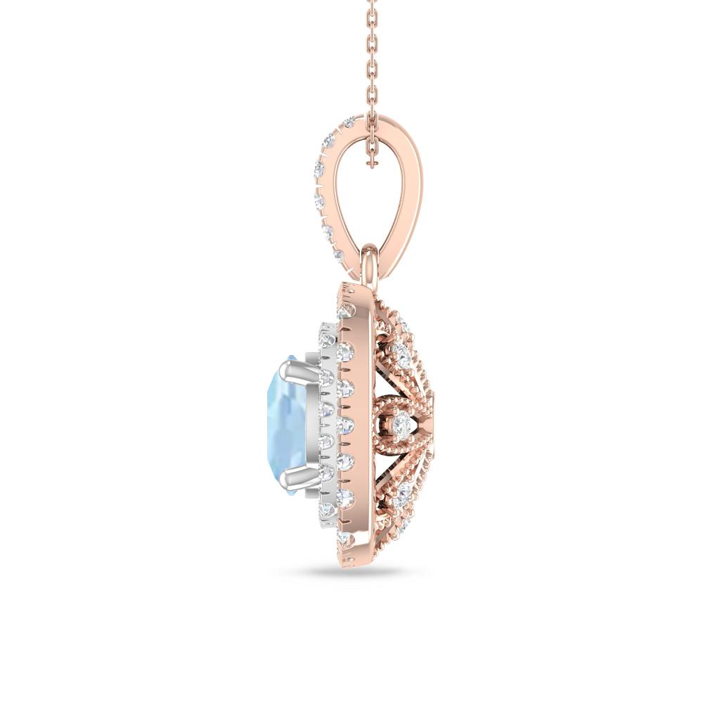 Rose Gold/White Gold - Aquamarine