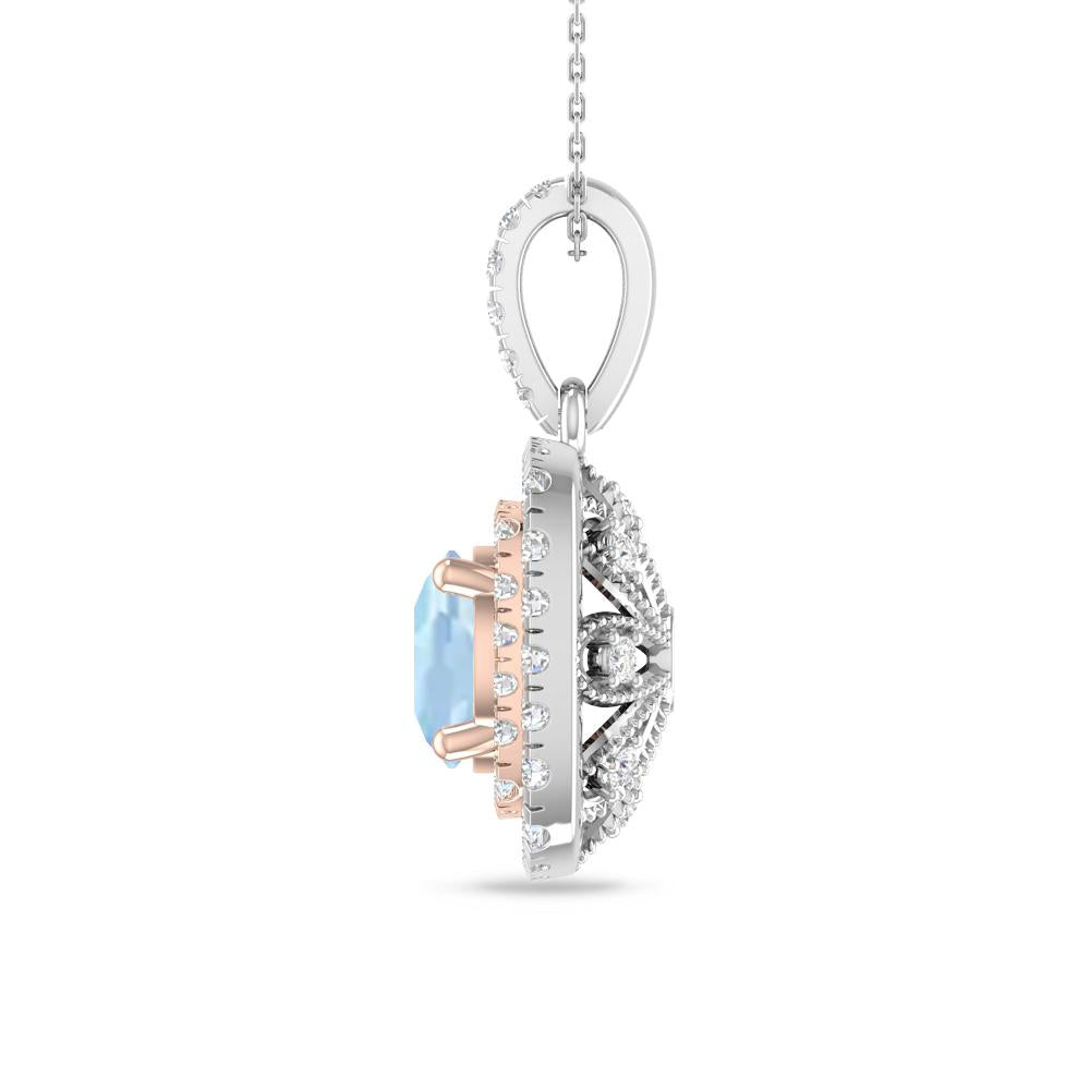 White Gold/Rose Gold - Aquamarine