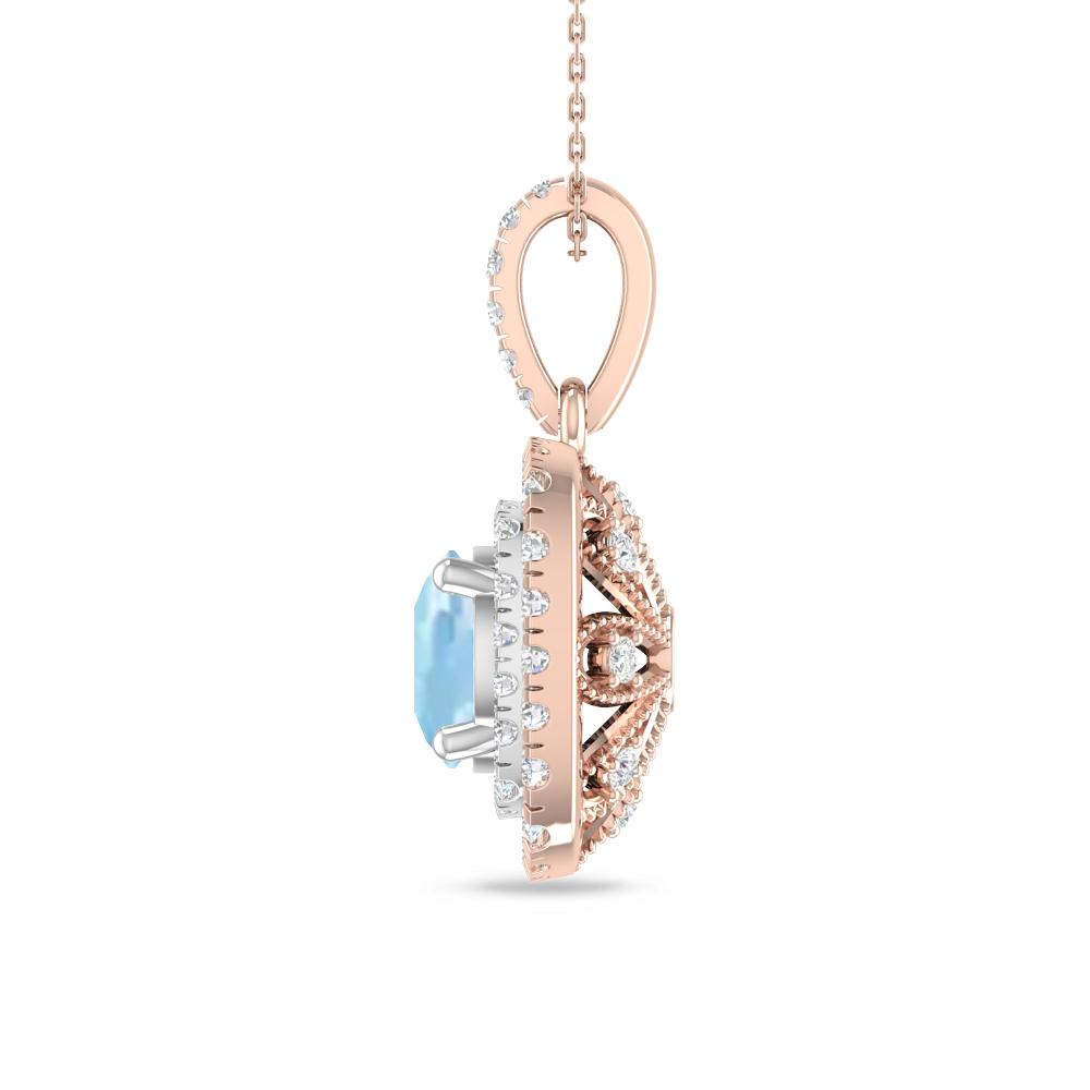 Rose Gold/White Gold - Aquamarine