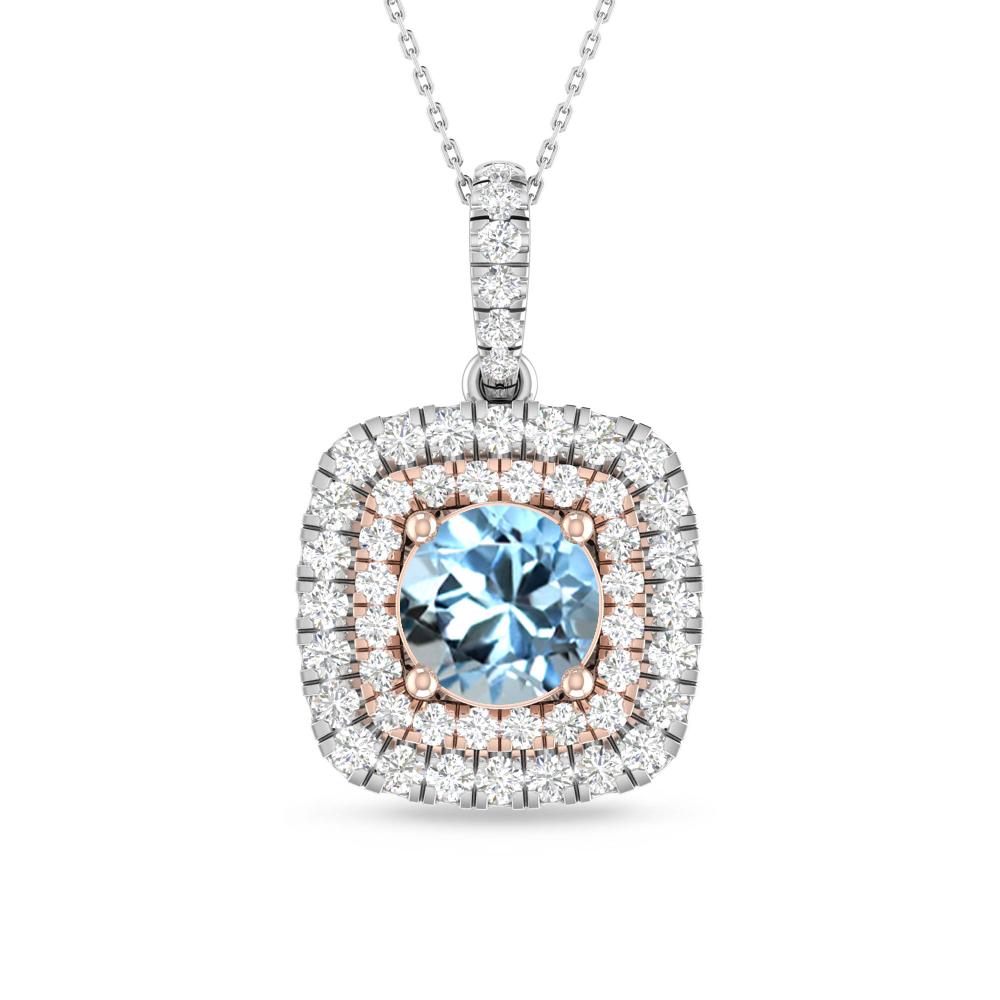 White Gold/Rose Gold - Aquamarine