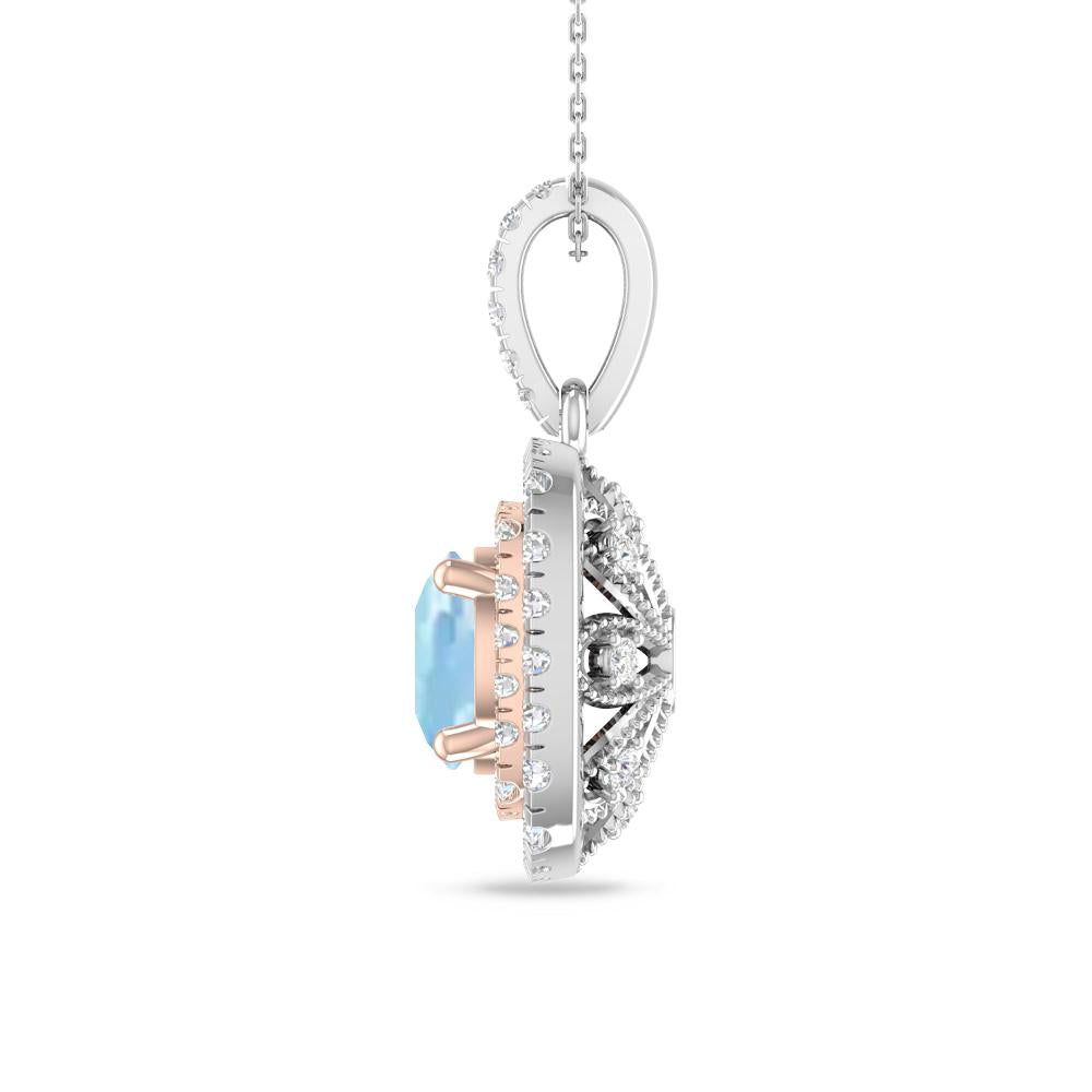 White Gold/Rose Gold - Aquamarine