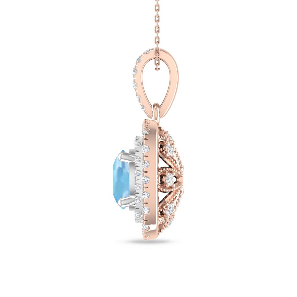 Rose Gold/White Gold - Aquamarine
