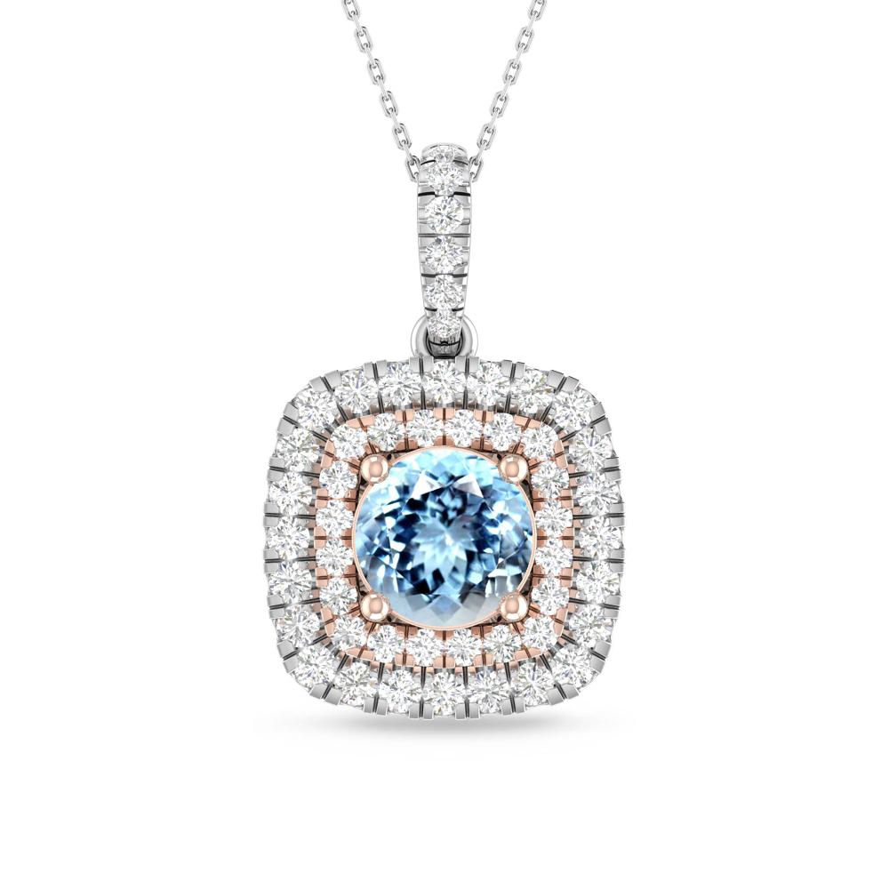 White Gold/Rose Gold - Aquamarine