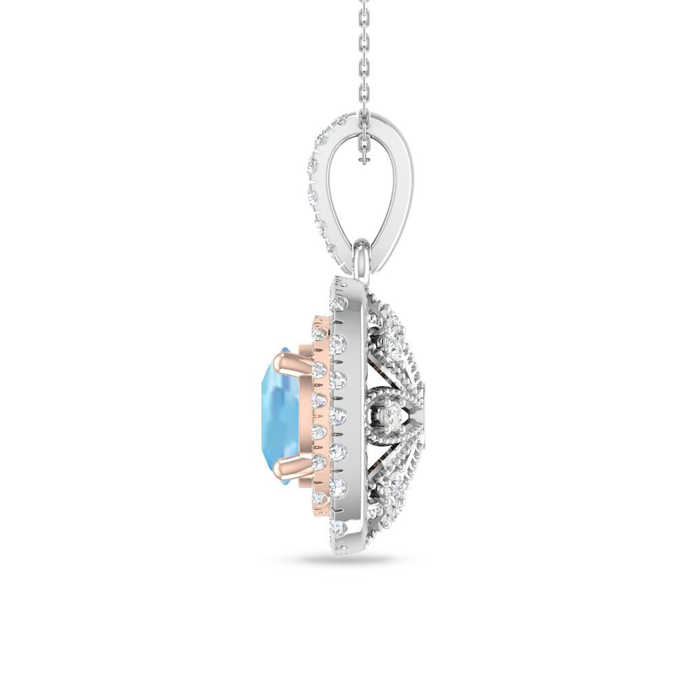White Gold/Rose Gold - Aquamarine