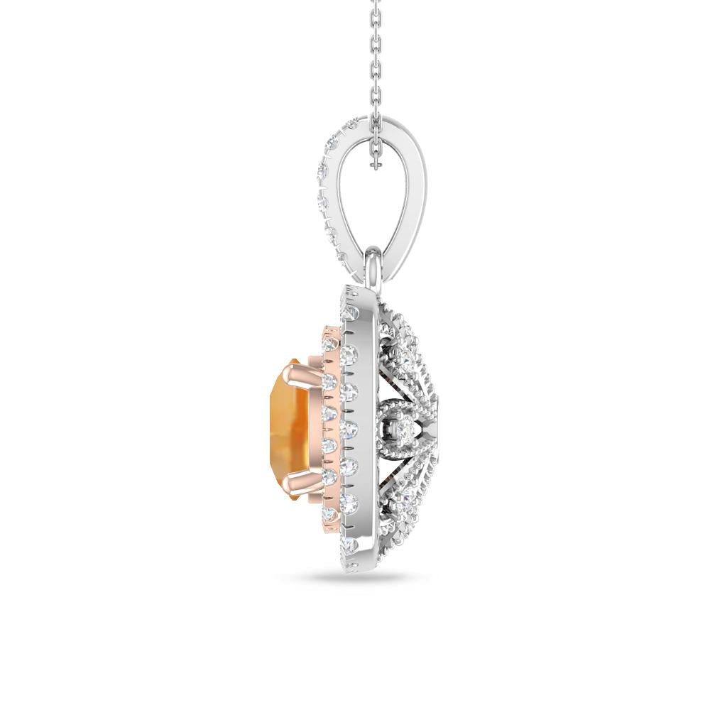 White Gold/Rose Gold - Citrine