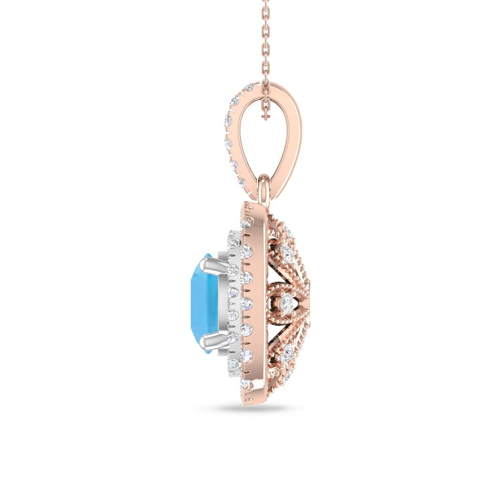Rose Gold/White Gold - Blue Topaz
