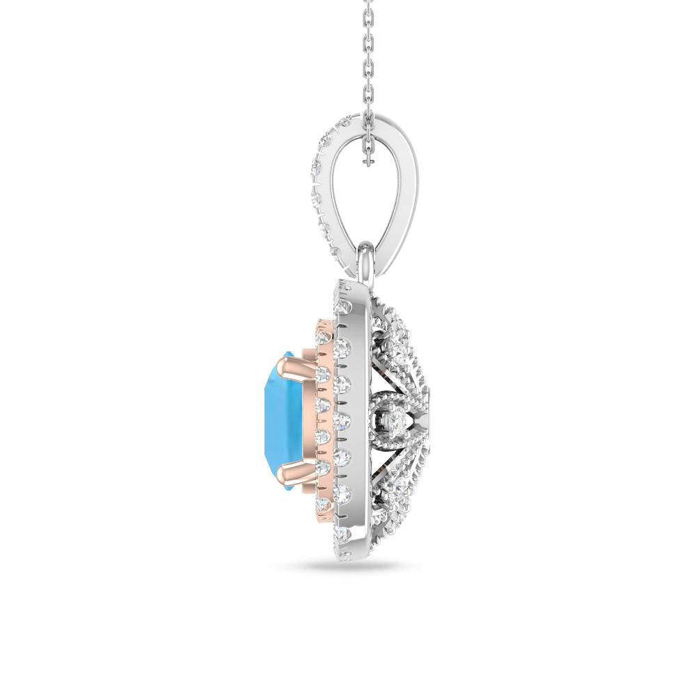 White Gold/Rose Gold - Blue Topaz