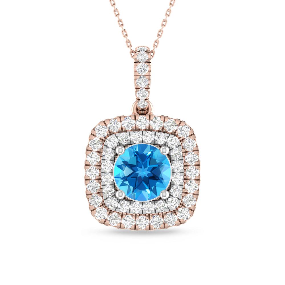 Rose Gold/White Gold - Blue Topaz