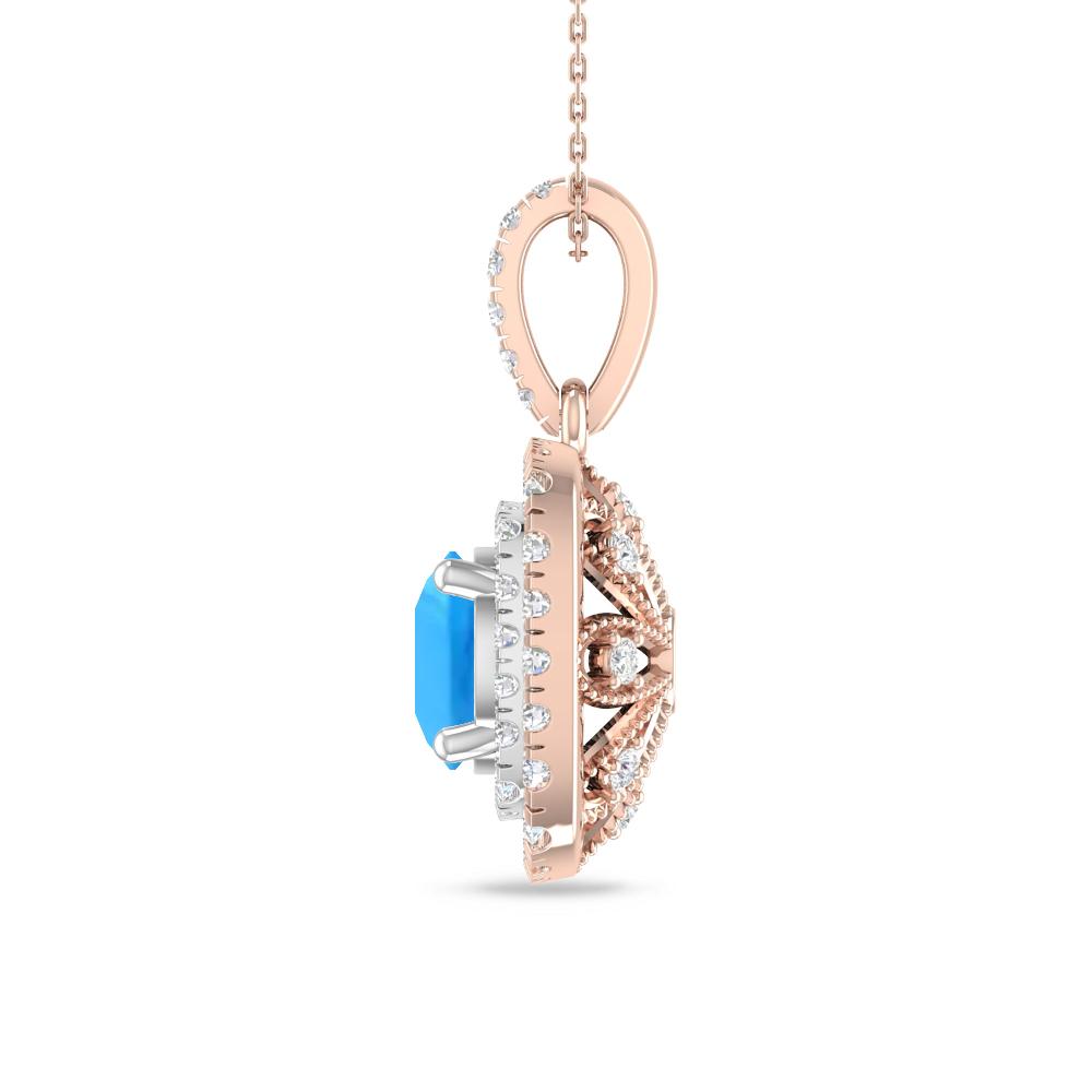 Rose Gold/White Gold - Blue Topaz